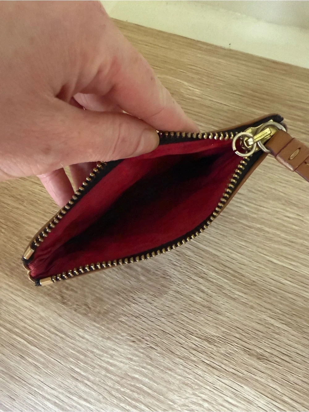 Dooney & Bourke Black and Tan Leather Zip Coin Purse